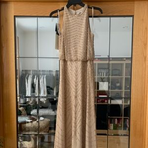 Adrianna Papell Art Deco Blouson Halter Gown